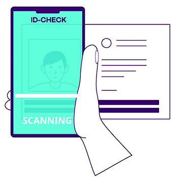 Darstellung einer Identitätsprüfung mit einem Mobiltelefon